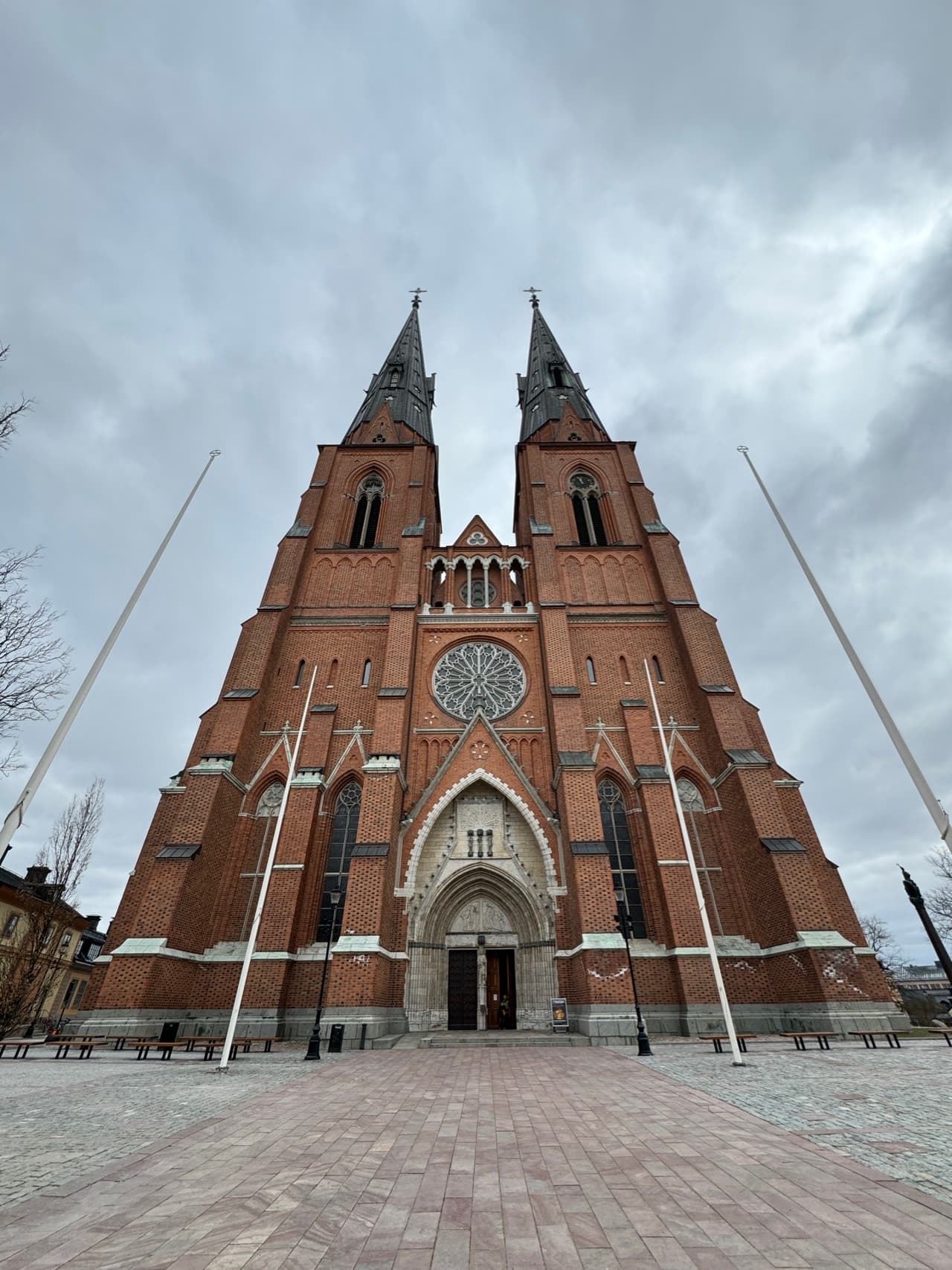 Uppsala Cathedral, Sweden’s iconic brick cathedral under cloudy skies
